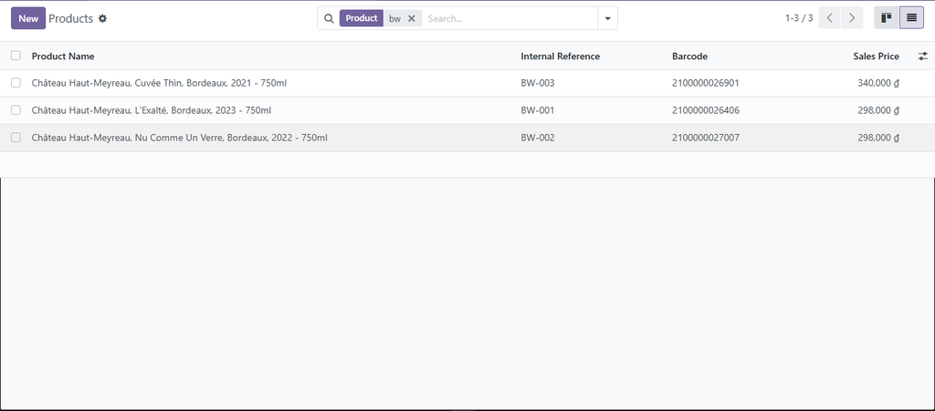 Single SKU: Code, Name, Barcode & Price